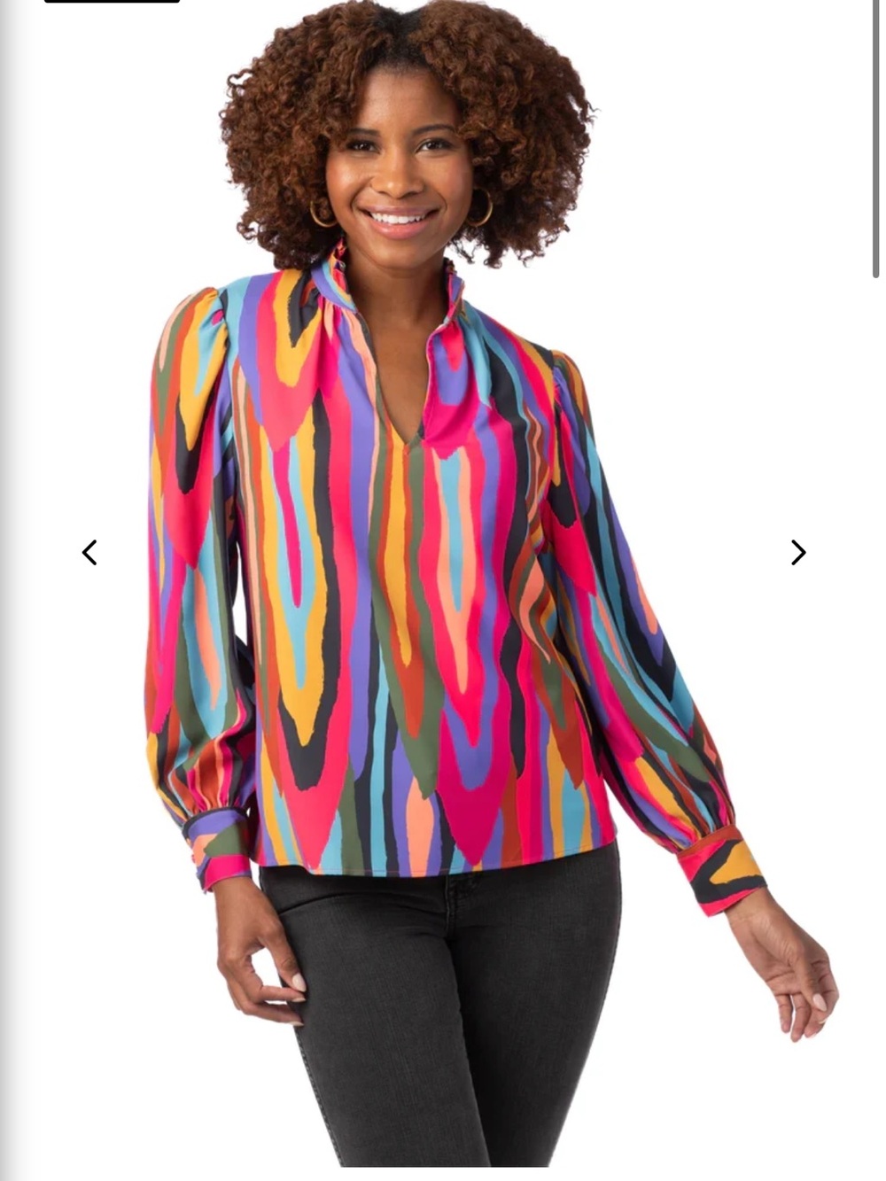 Crosby by Mollie Burch Lyla Top Funky Town Multicolor V-Neck Shirt Rainbow Sz S